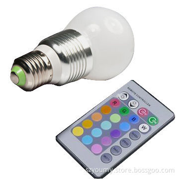 3W E27 RGB 2 Million Change LED Glass Globe Bulb with 24-key Remote Control